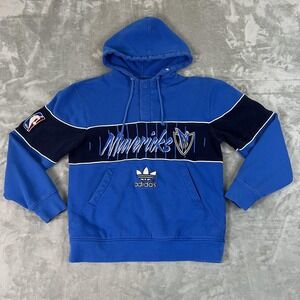 Vintage Adidas Originals Dallas Mavericks NBA 1/4 Snap Fleece Blue Mens Size S